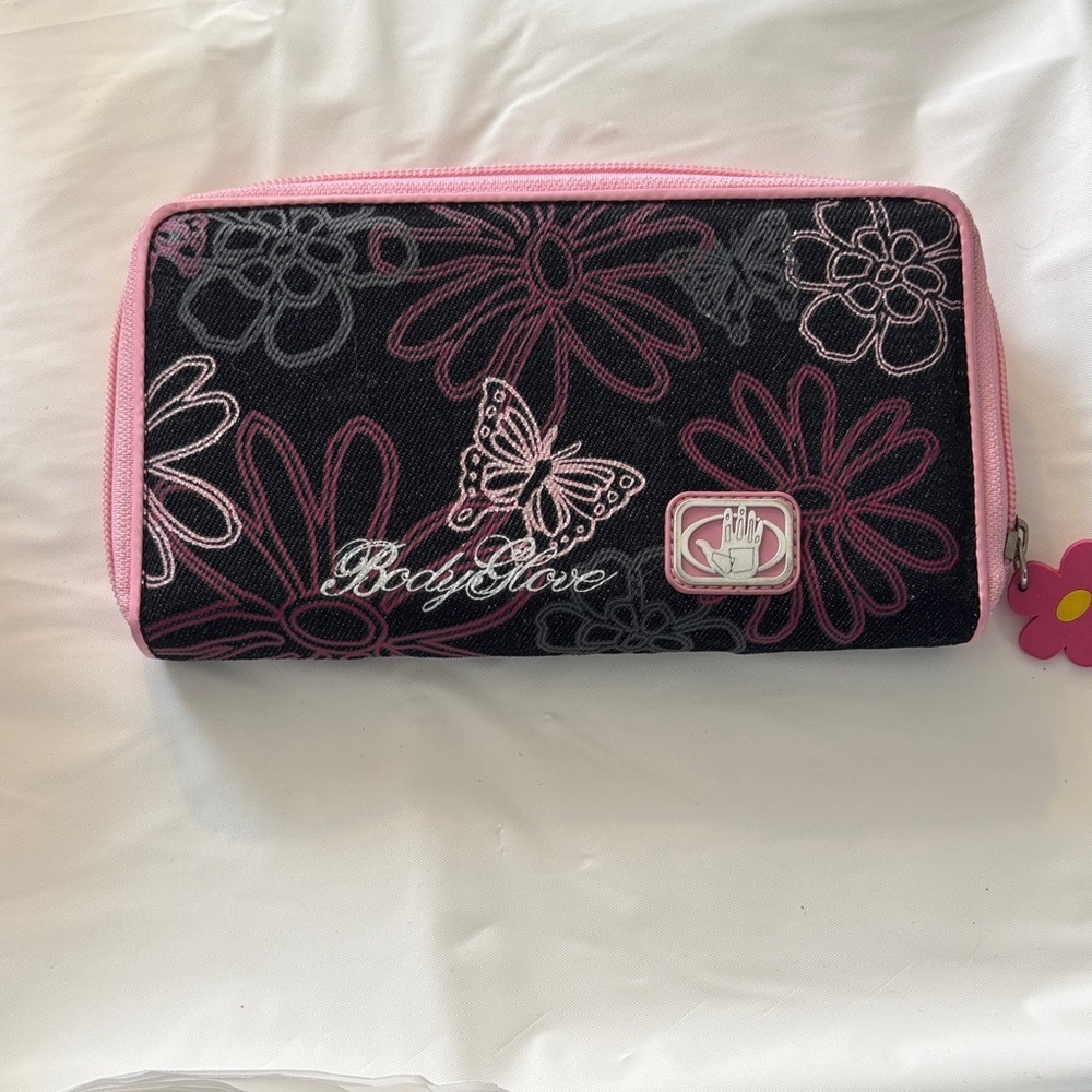 Body Glove Pink and Black Floral with Butterflies Wallet
